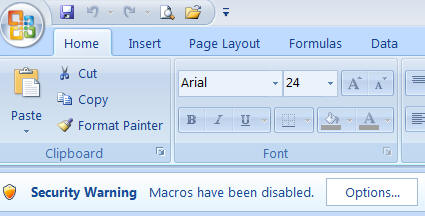 Excel Security Warning